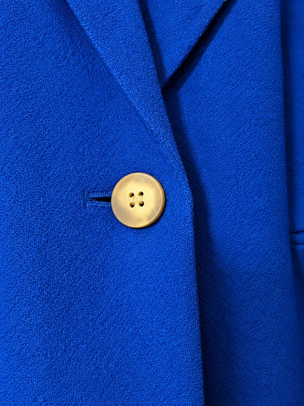 Vintage Harris Wallace Women's Royal Cobalt Blue Single-Button 100% Wool Blazer - Picture 3 of 6